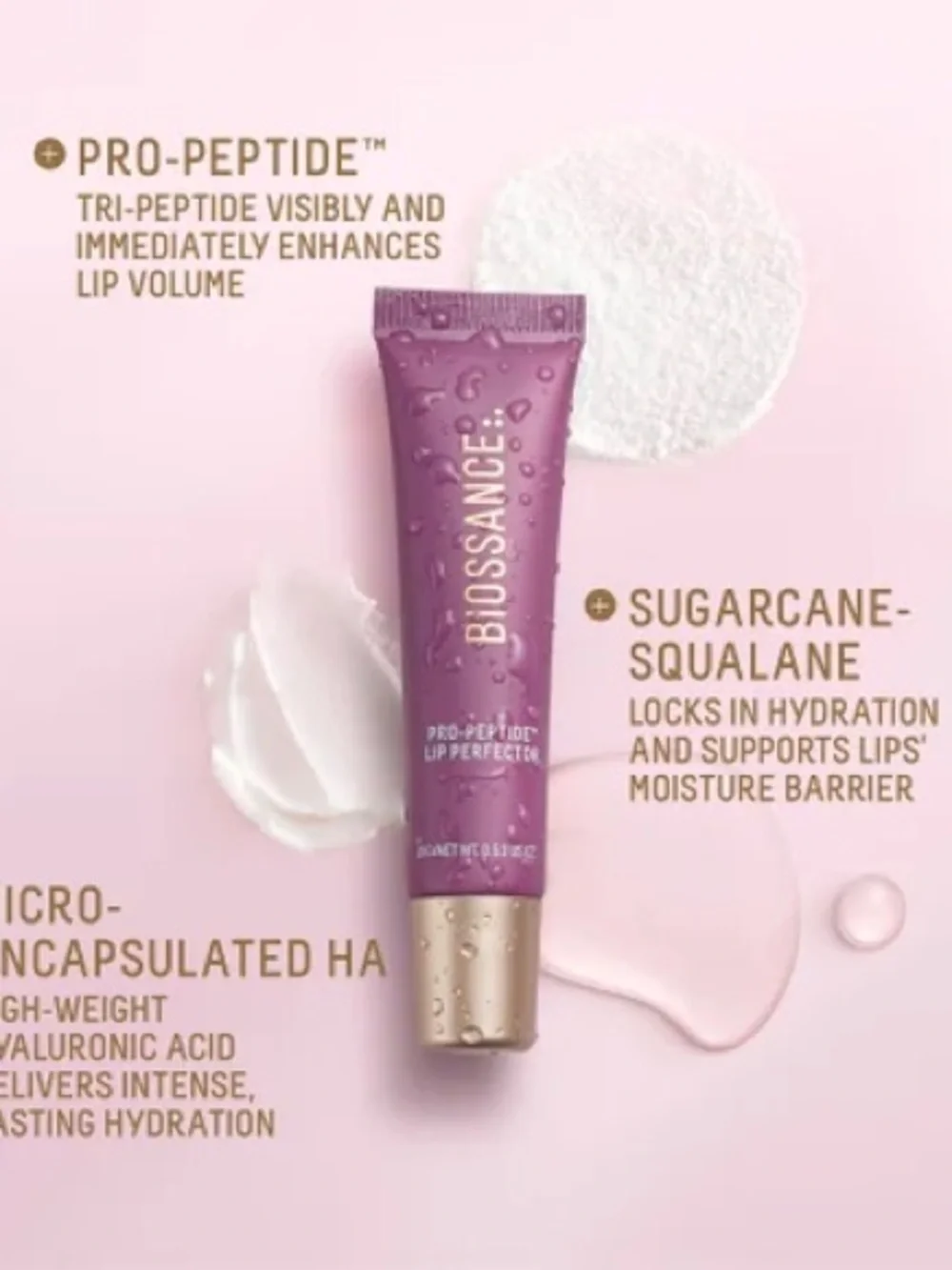 Biossance Pro-Peptide Lip Perfector - Supernova 24 hour moisture vegan balm NIB